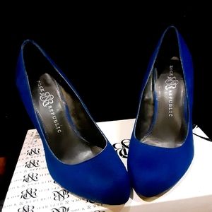 Blue suede heels